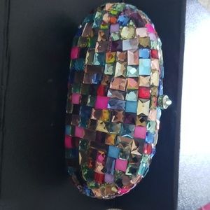 Multi color crystal clutch